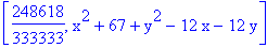[248618/333333, x^2+67+y^2-12*x-12*y]